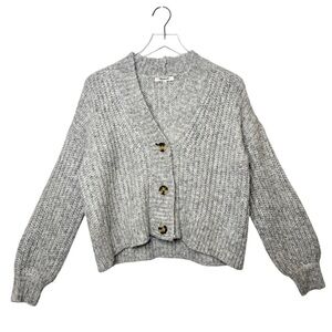 Madewell Waller Crop Wool Blend Heather Pewter Grey Women’s Cardigan Sz XS